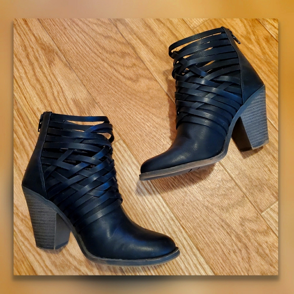 Fergalicious Strappy Woven Ankle Boots
